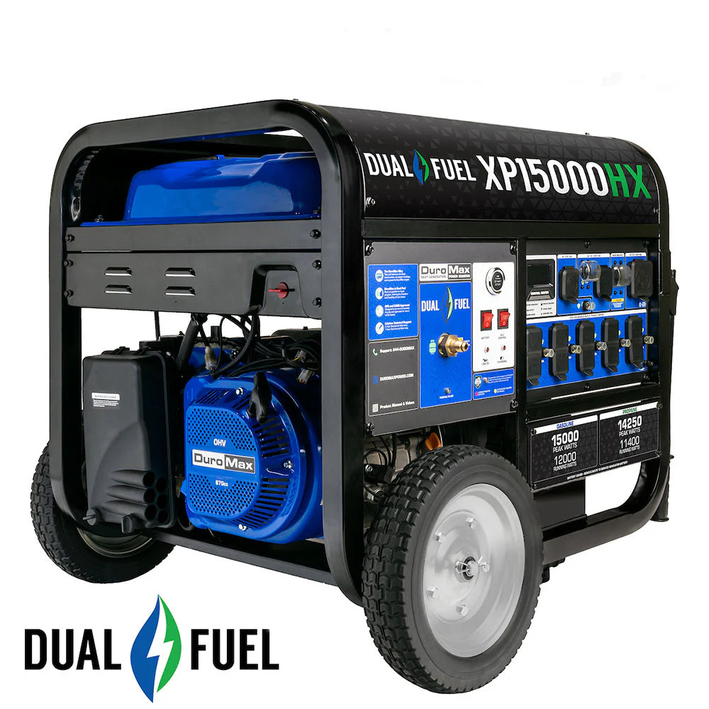 DuroMax XP15000HX 15,000-Watt/12,000-Watt Electric Start Dual Fuel Portable Generator