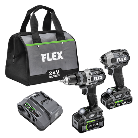 Flex Tools 2 Tool Combo Kit,  Drill Driver with Turbo Mode and Impact Driver with Quick Eject