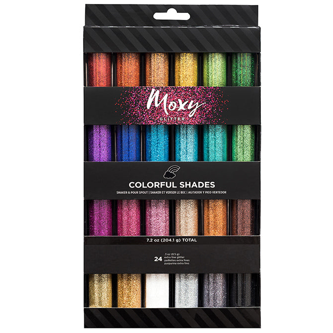 MOXY GLITTER AND EMBOSSING - EXTRA FINE GLITTER - COLORFUL SHADES (24 PIECE)